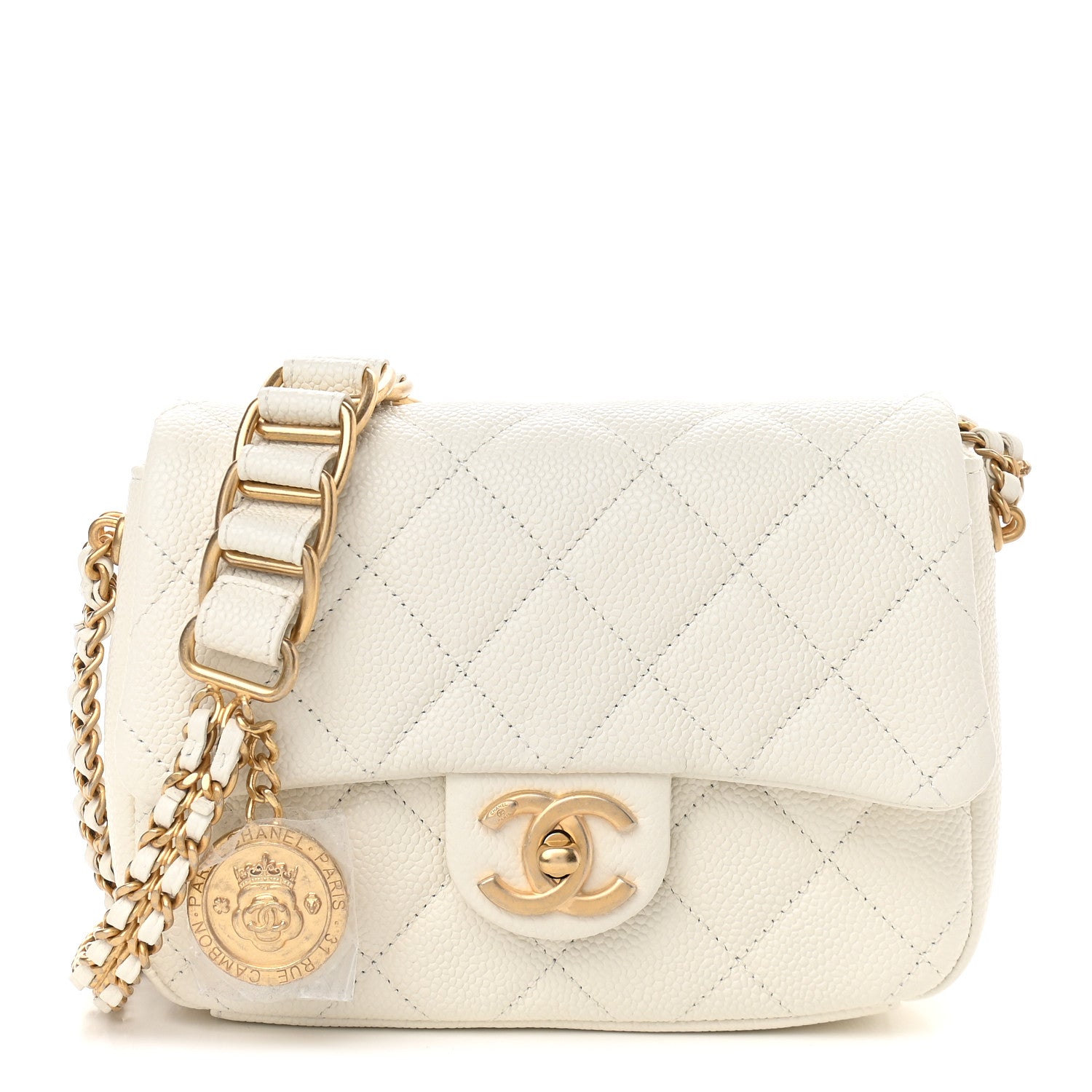 Chanel Caviar Quilted Mini Chain Soul Flap White 1 of 9
