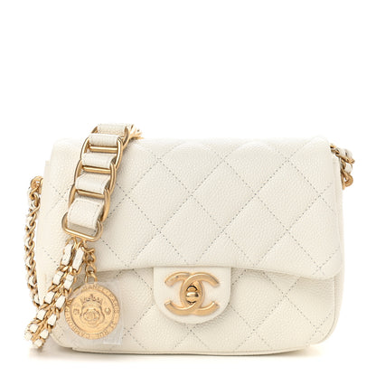 Chanel Caviar Quilted Mini Chain Soul Flap White 1 of 9