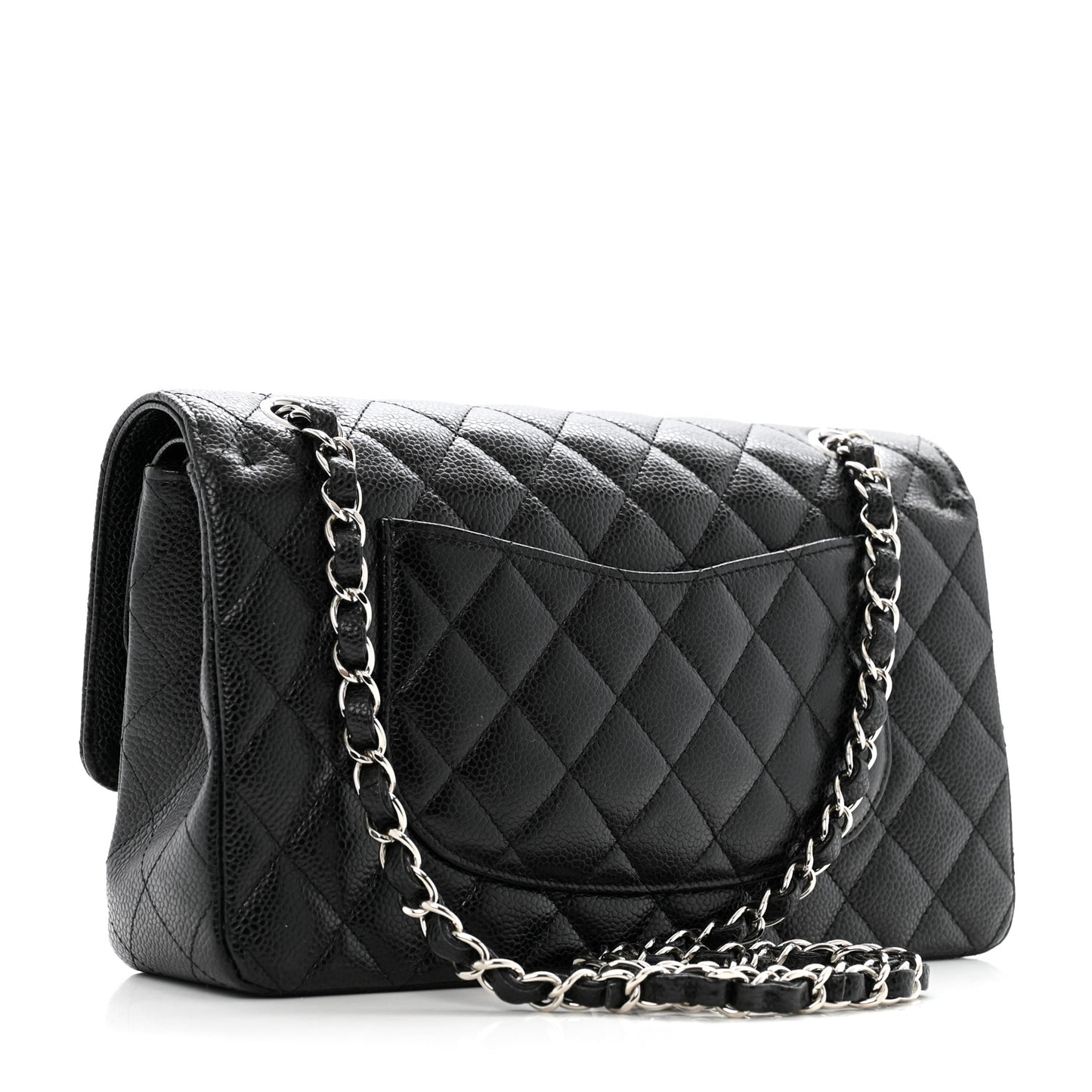 Caviar Quilted Medium Double Flap Black