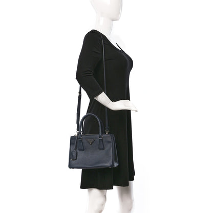 Prada Saffiano Vernice Mini Galleria Double Zip Tote Baltico 3 of 14