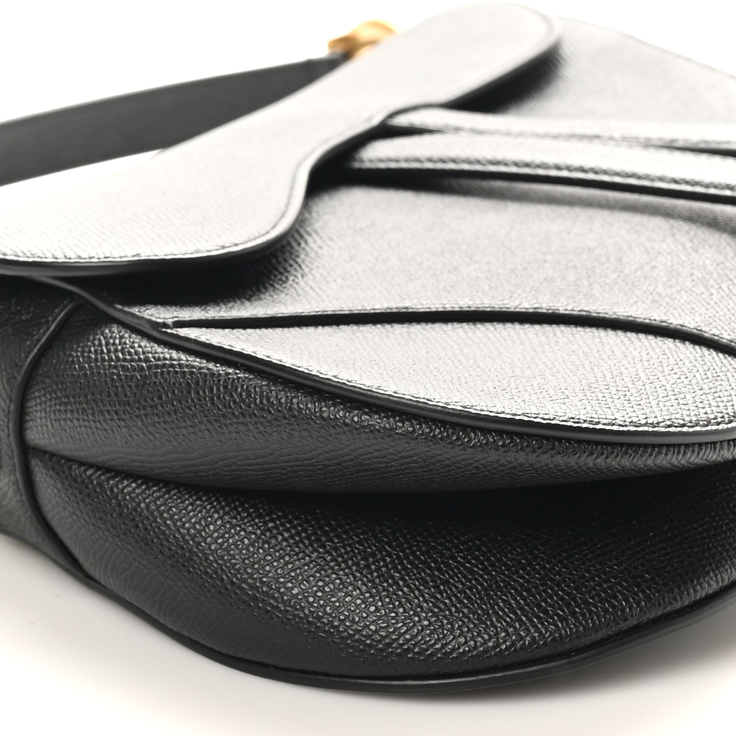 Grained Calfskin Saddle Bag Black