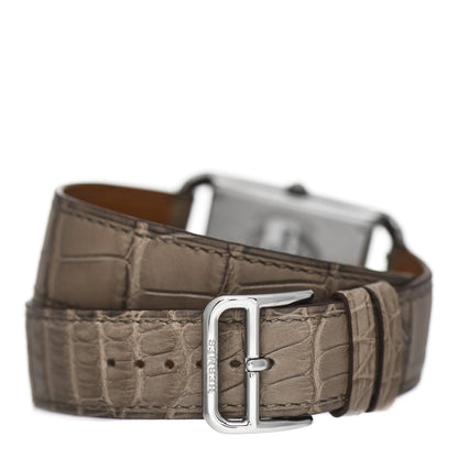 Hermes Stainless Steel Alligator Diamond 29mm Cape Cod Double Tour Quartz Watch Gris Elephant 3 of 5