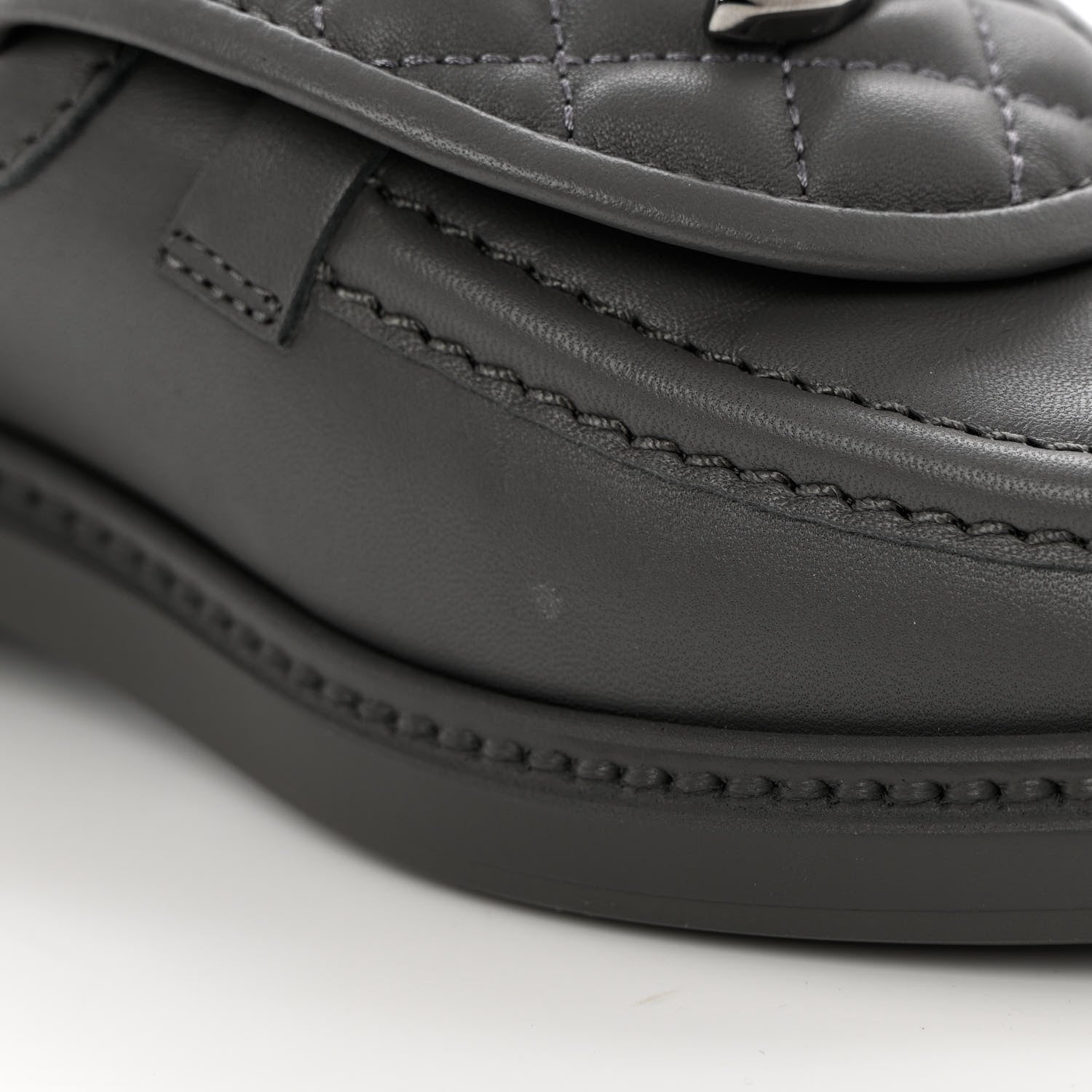 Chanel Lambskin Quilted CC Turnlock Loafers 36 Grey 10 of 14