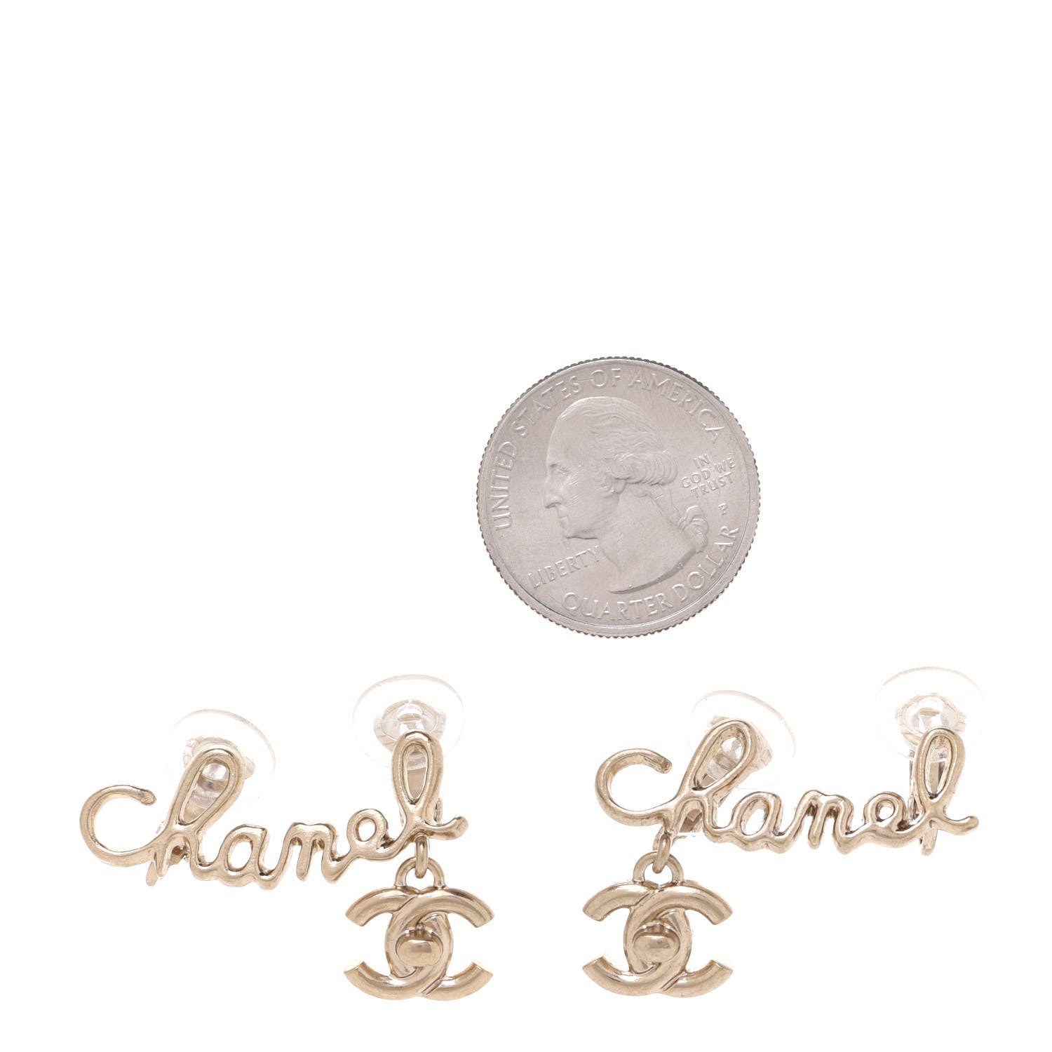 Chanel Metal CC Turnlock Climber Clip On Earrings Gold 2 of 5