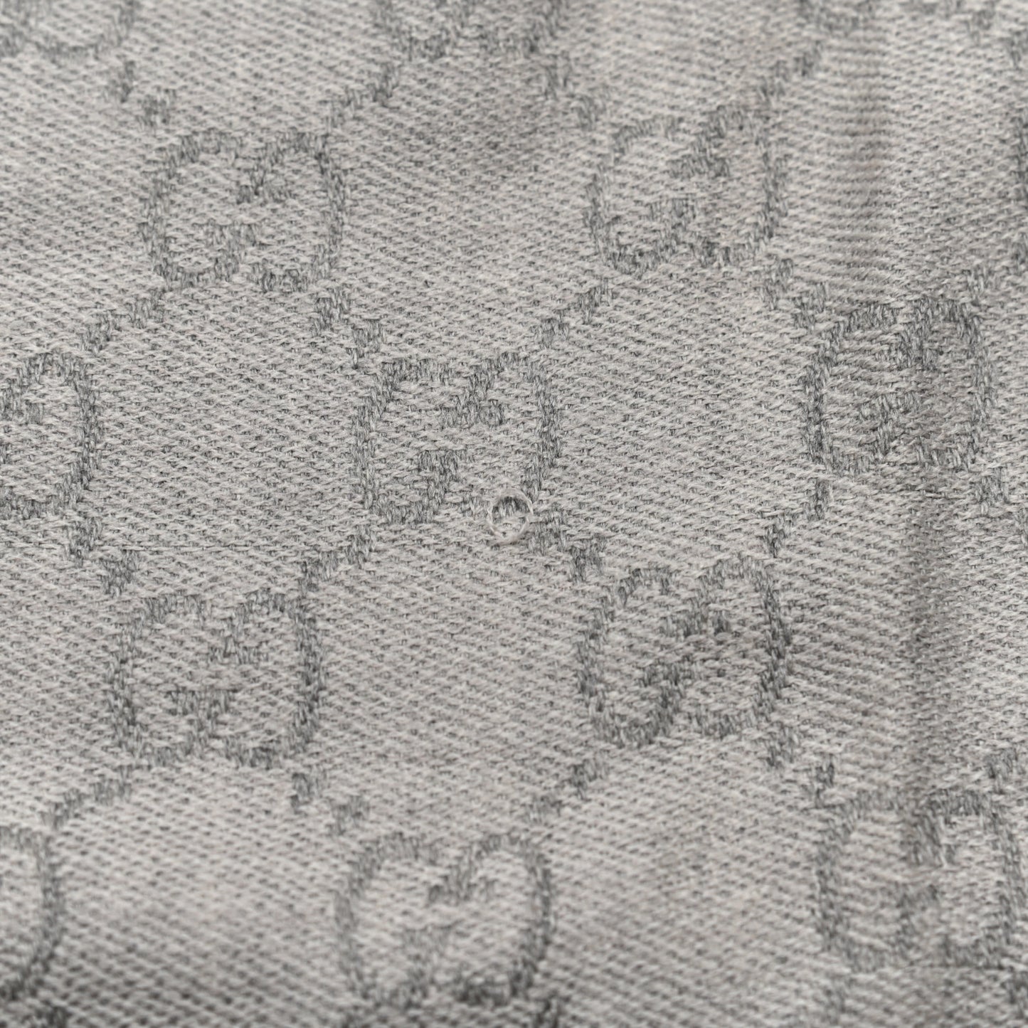 Wool Jacquard GG Monogram Sten Fringe Scarf Zinc Light Grey