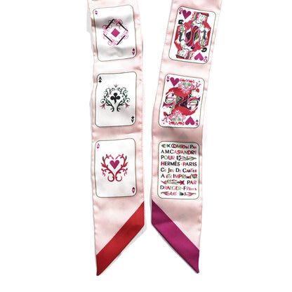 Hermes Silk Jeu de Cartes Twilly Rose Nacre Fuchsia Rouge 2 of 4