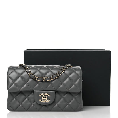 Chanel Lambskin Quilted Mini Rectangular Flap Dark Grey 10 of 10