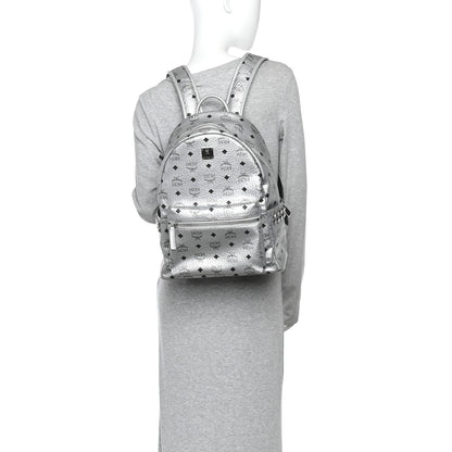 MCM Metallic Visetos Medium Side Stud Stark Backpack Berlin Silver 2 of 14