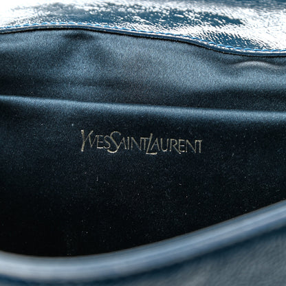 Saint Laurent Textured Patent Monogram Large Belle De Jour Clutch Green 6 of 7
