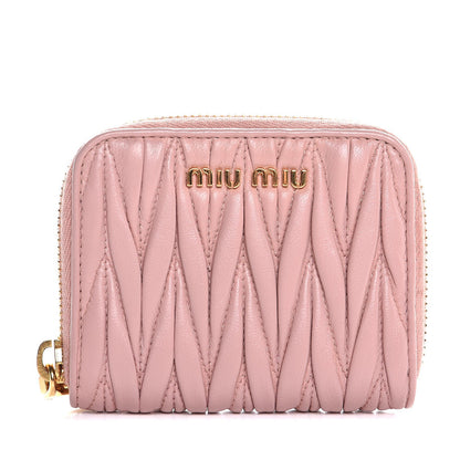 Miu Miu Nappa Matelasse Zip Around Compact Wallet Orchidea 1 of 9