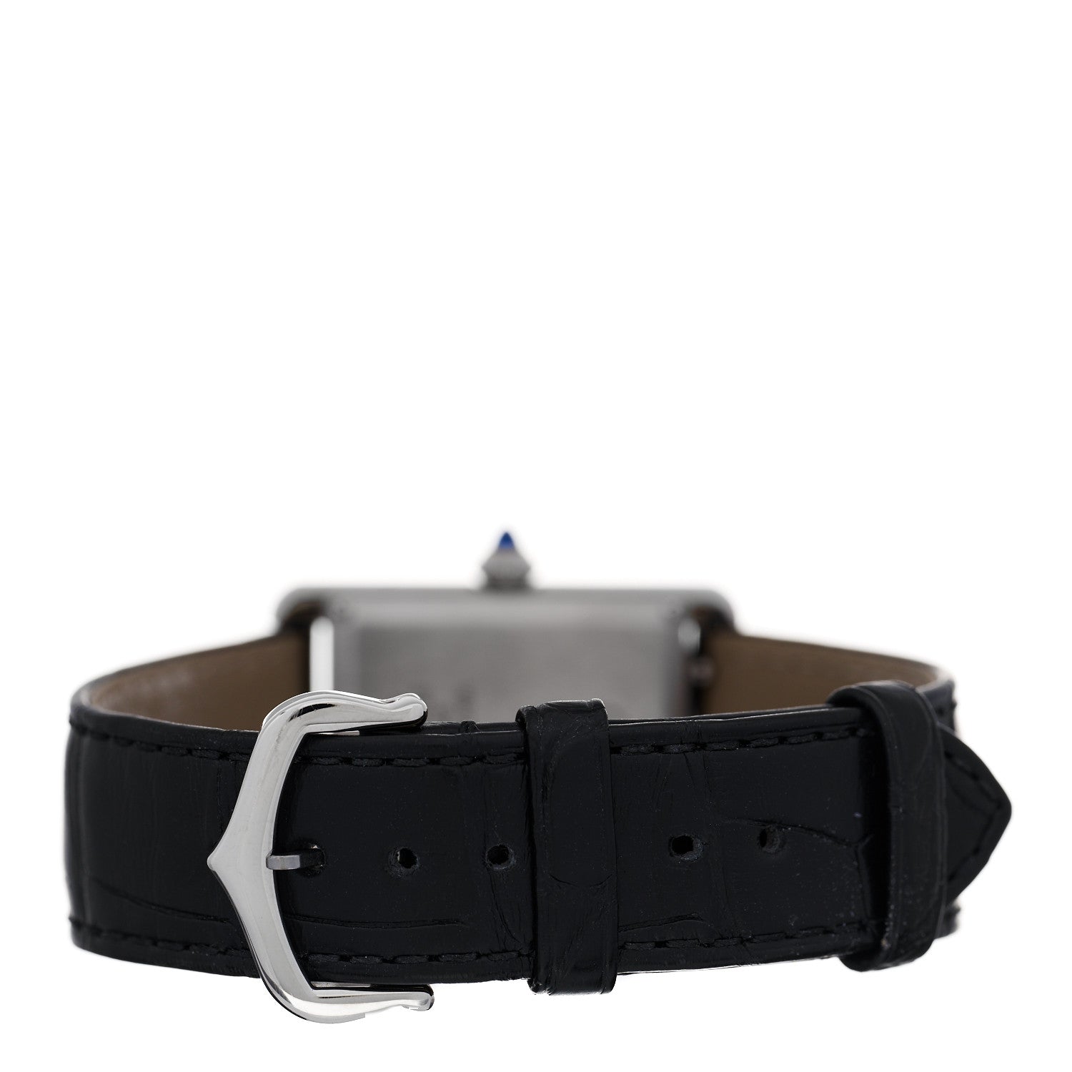 Cartier Stainless Steel Alligator 25mm Must de Cartier Tank Quartz Watch Black 3 of 5