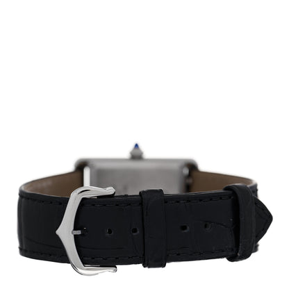 Cartier Stainless Steel Alligator 25mm Must de Cartier Tank Quartz Watch Black 3 of 5