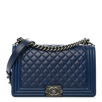 Chanel Lambskin Quilted New Medium Boy Flap Dark Blue 1 of 16
