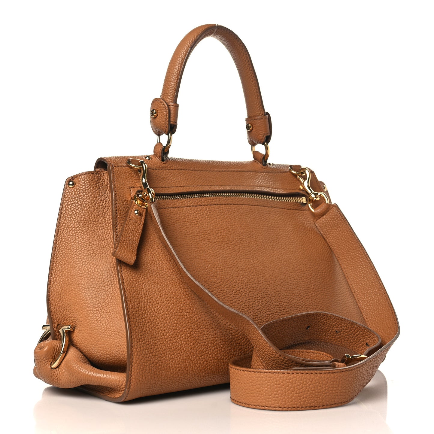 Grained Calfskin Sofia Satchel Brown