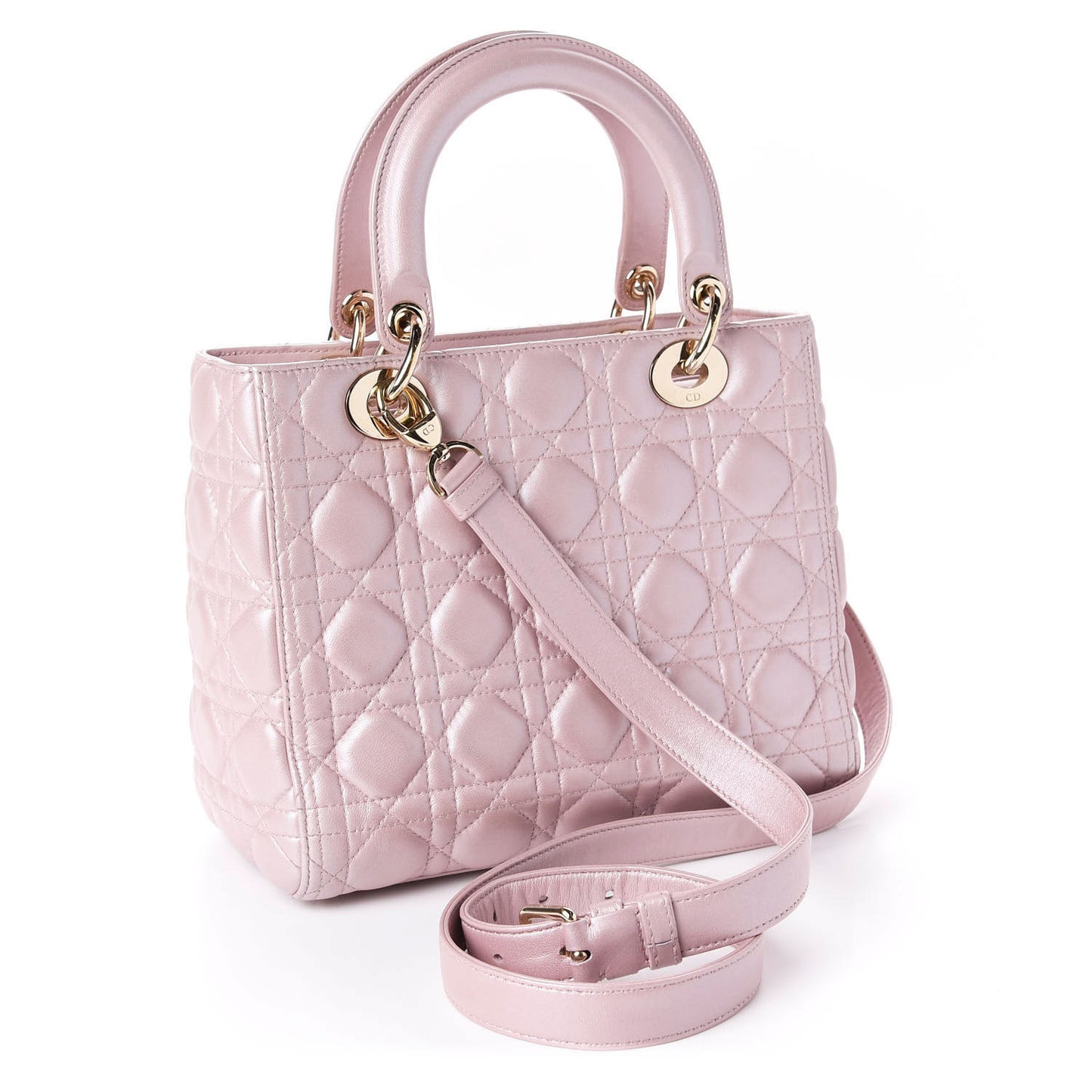 Pearly Lambskin Cannage Medium Lady Dior Lotus