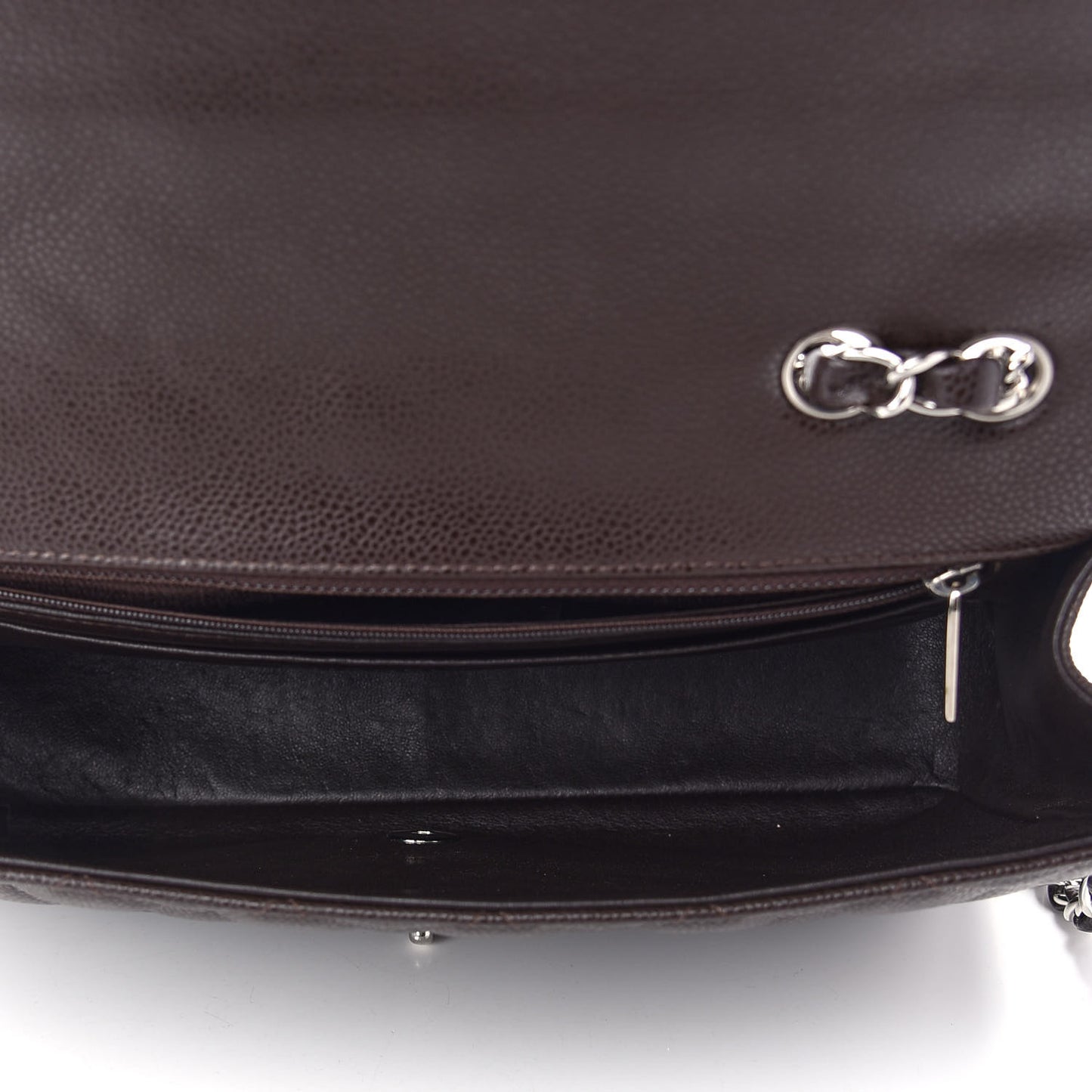 Caviar Quilted Jumbo Single Flap Dark Brown