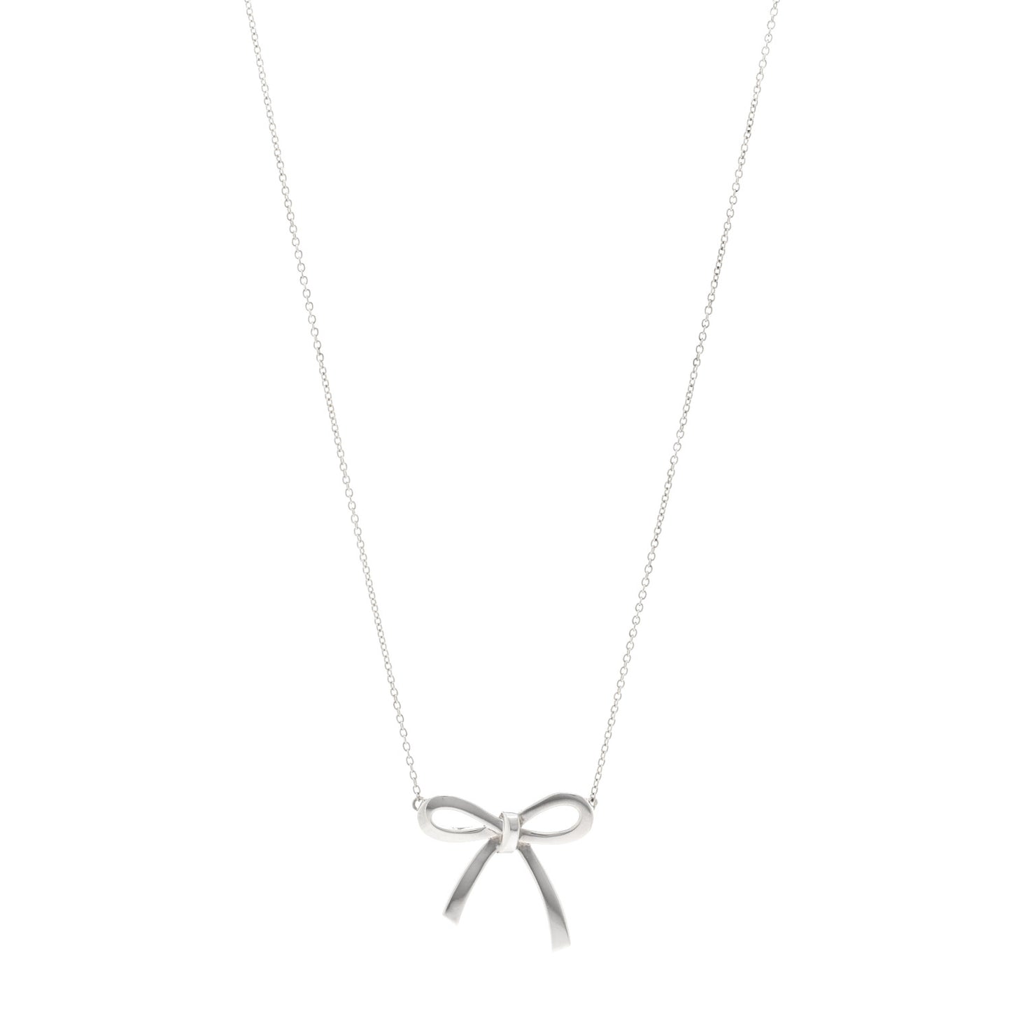 Sterling Silver Large Bow Pendant Necklace