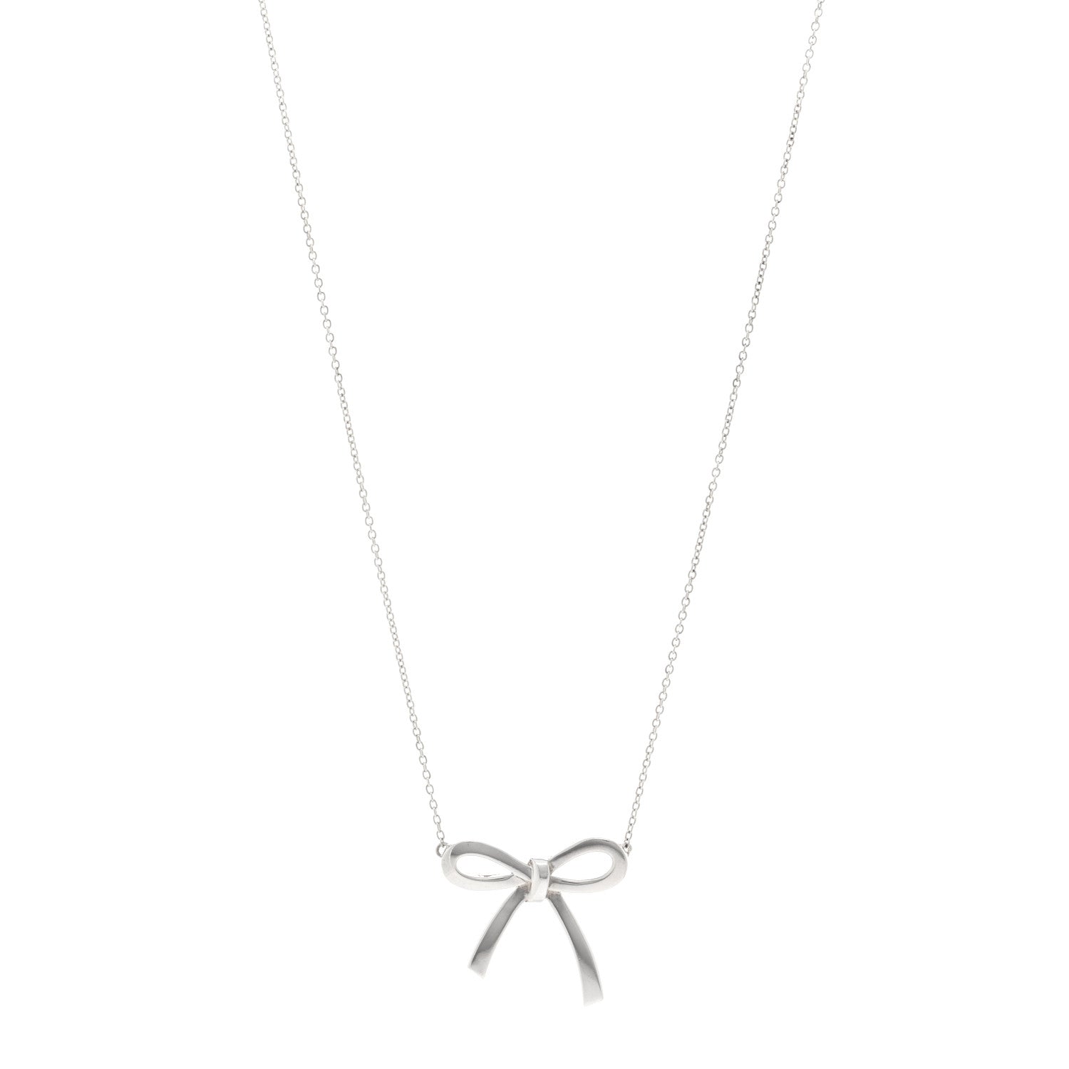 Tiffany Sterling Silver Large Bow Pendant Necklace 1 of 4