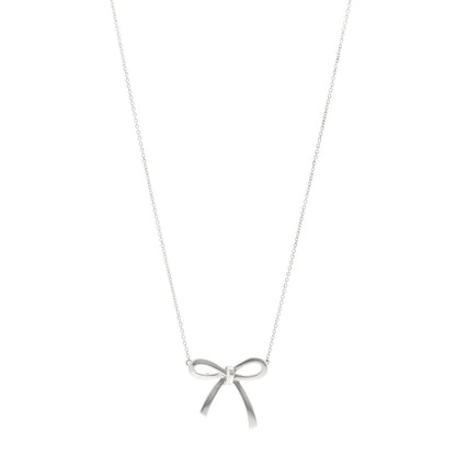 Tiffany Sterling Silver Large Bow Pendant Necklace 1 of 4