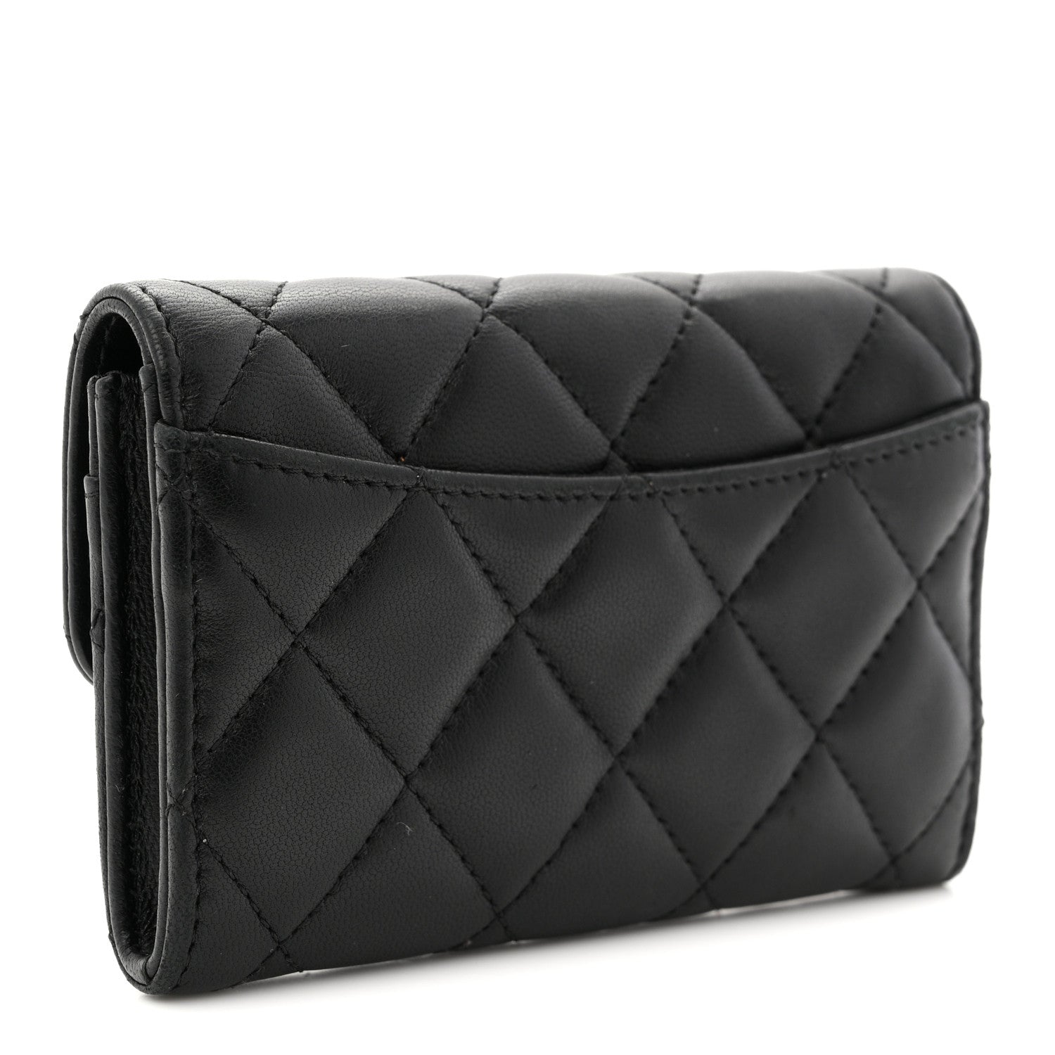 Chanel Lambskin Quilted Flap Card Holder Wallet Black 3 of 8