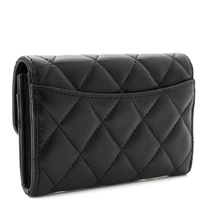 Chanel Lambskin Quilted Flap Card Holder Wallet Black 3 of 8