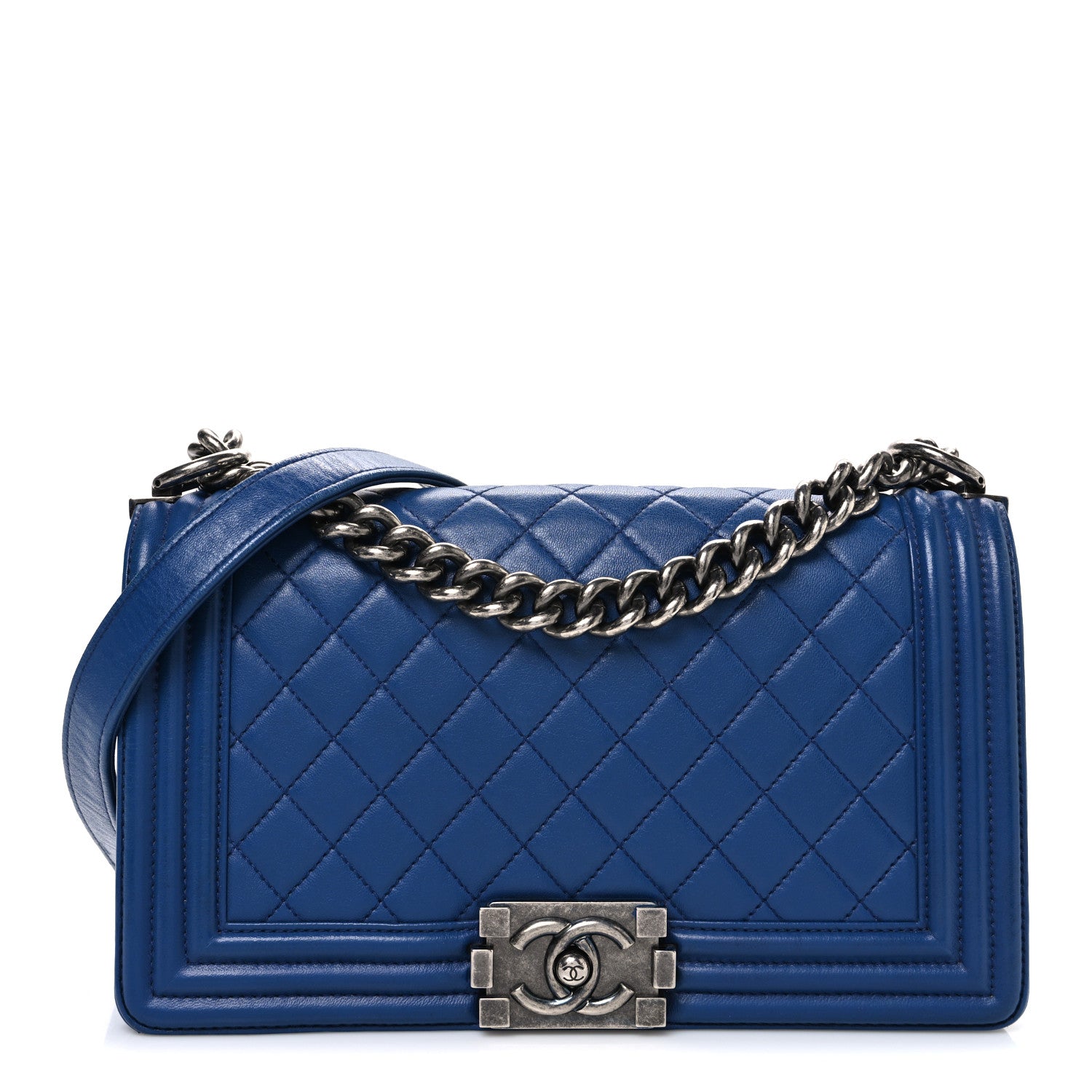 Chanel Lambskin Quilted Medium Boy Flap Blue 1 of 10