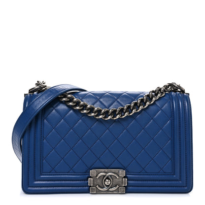Chanel Lambskin Quilted Medium Boy Flap Blue 1 of 10