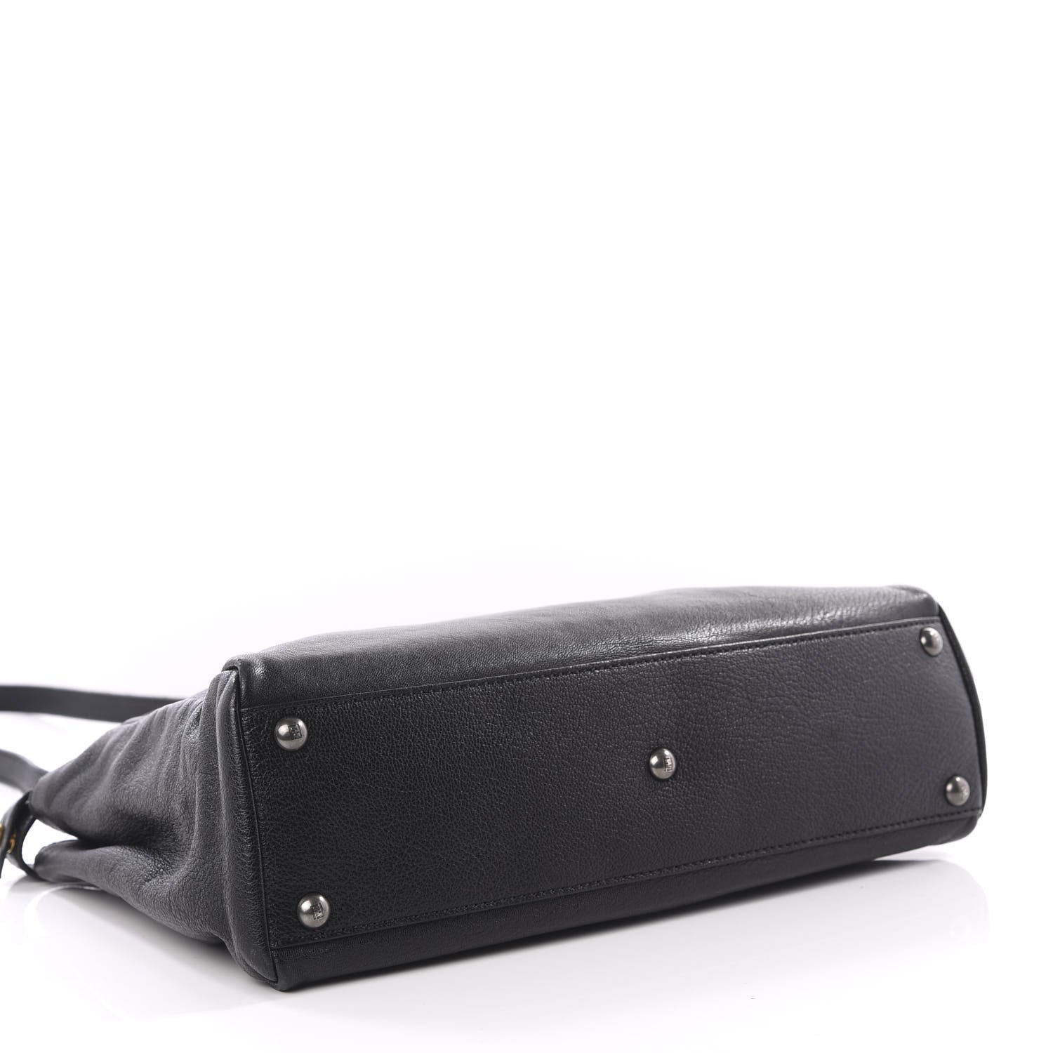 Fendi Goatskin Zucca Medium Peekaboo Iconic Satchel Black Tobacco 3 of 11