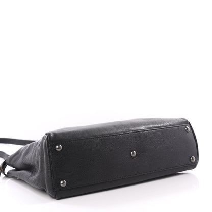 Fendi Goatskin Zucca Medium Peekaboo Iconic Satchel Black Tobacco 3 of 11