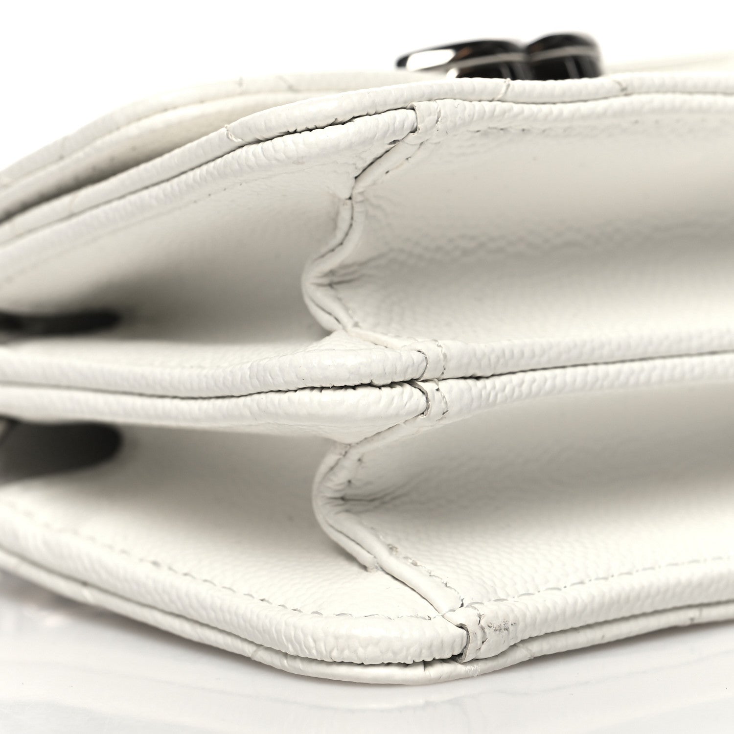 Chanel Caviar Quilted Enamel Coco Clutch With Chain White 10 of 13