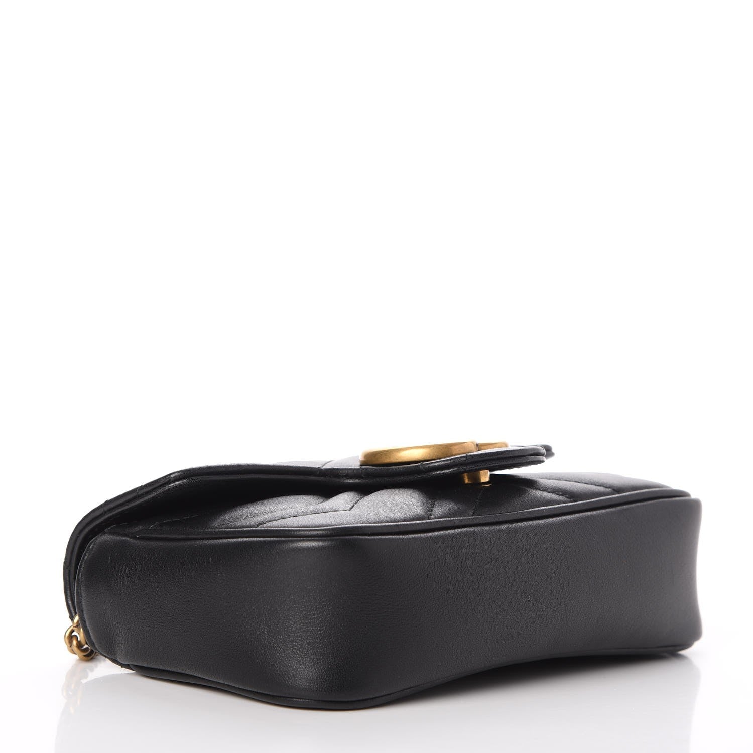 Gucci Calfskin Matelasse Super Mini GG Marmont Shoulder Bag Black 5 of 11