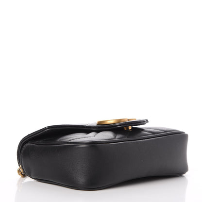 Gucci Calfskin Matelasse Super Mini GG Marmont Shoulder Bag Black 5 of 11