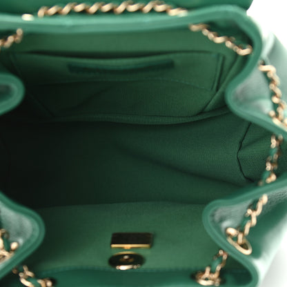 Chanel Lambskin Quilted Small Duma Drawstring Backpack Green 5 of 11