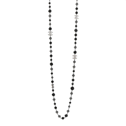 Chanel Ruthenium Pearl Beaded CC Long Necklace Black 1 of 6