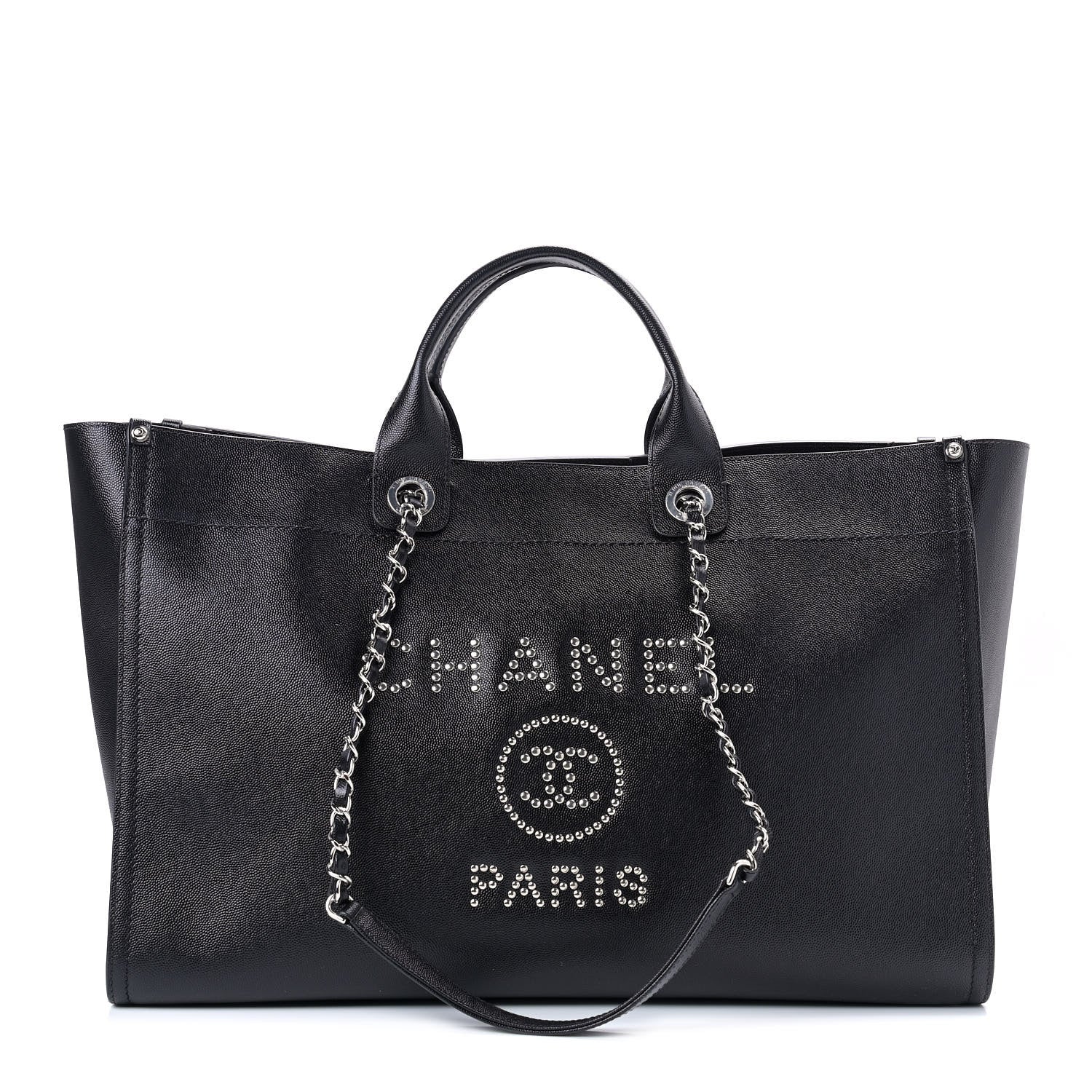 Chanel Caviar Extra Large Studded Deauville Tote Black 1 of 9
