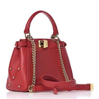 Fendi Nappa Crystal Stars Studded XS Peekaboo Iconic Satchel Fragola 3 of 10
