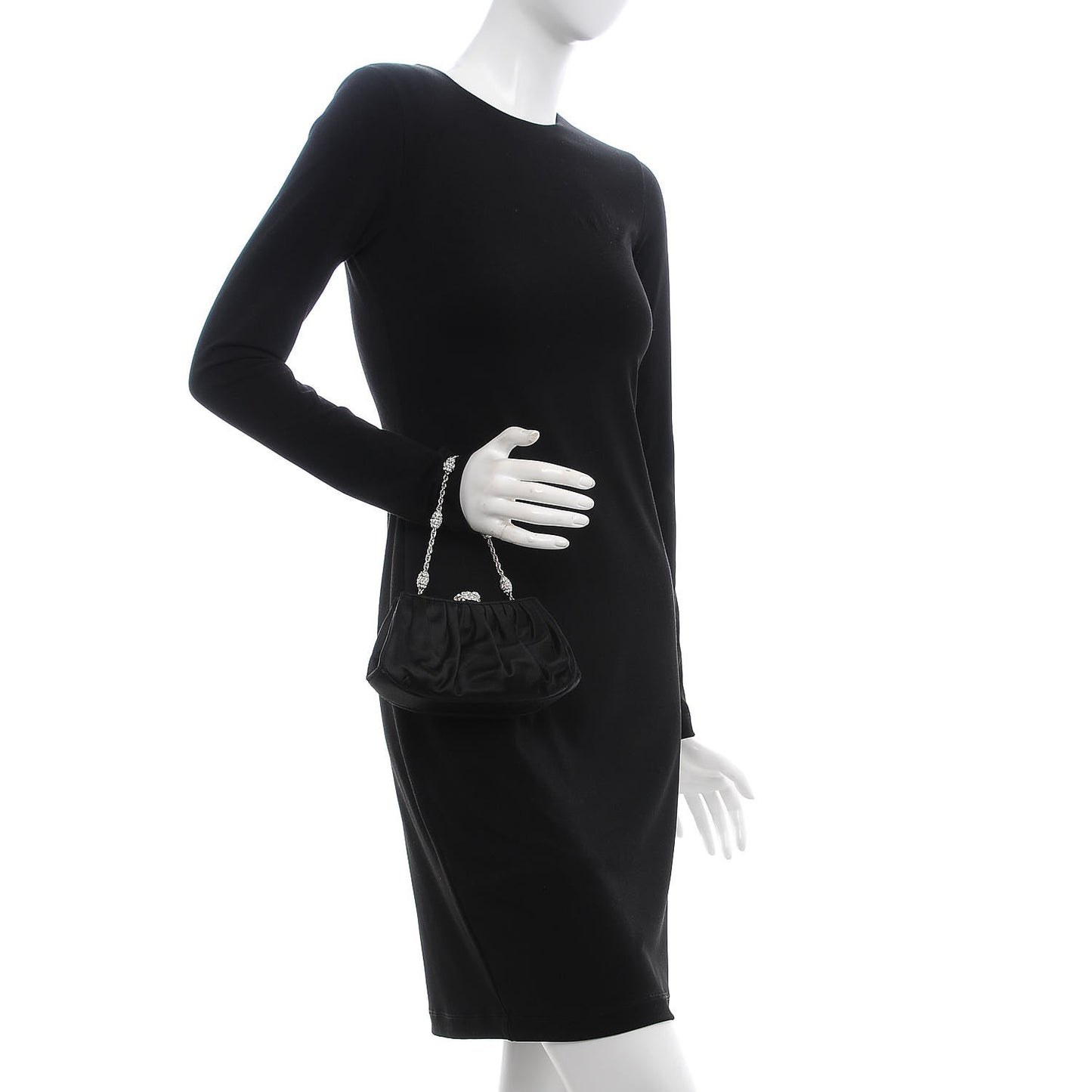 Crystal Satin Clutch Black