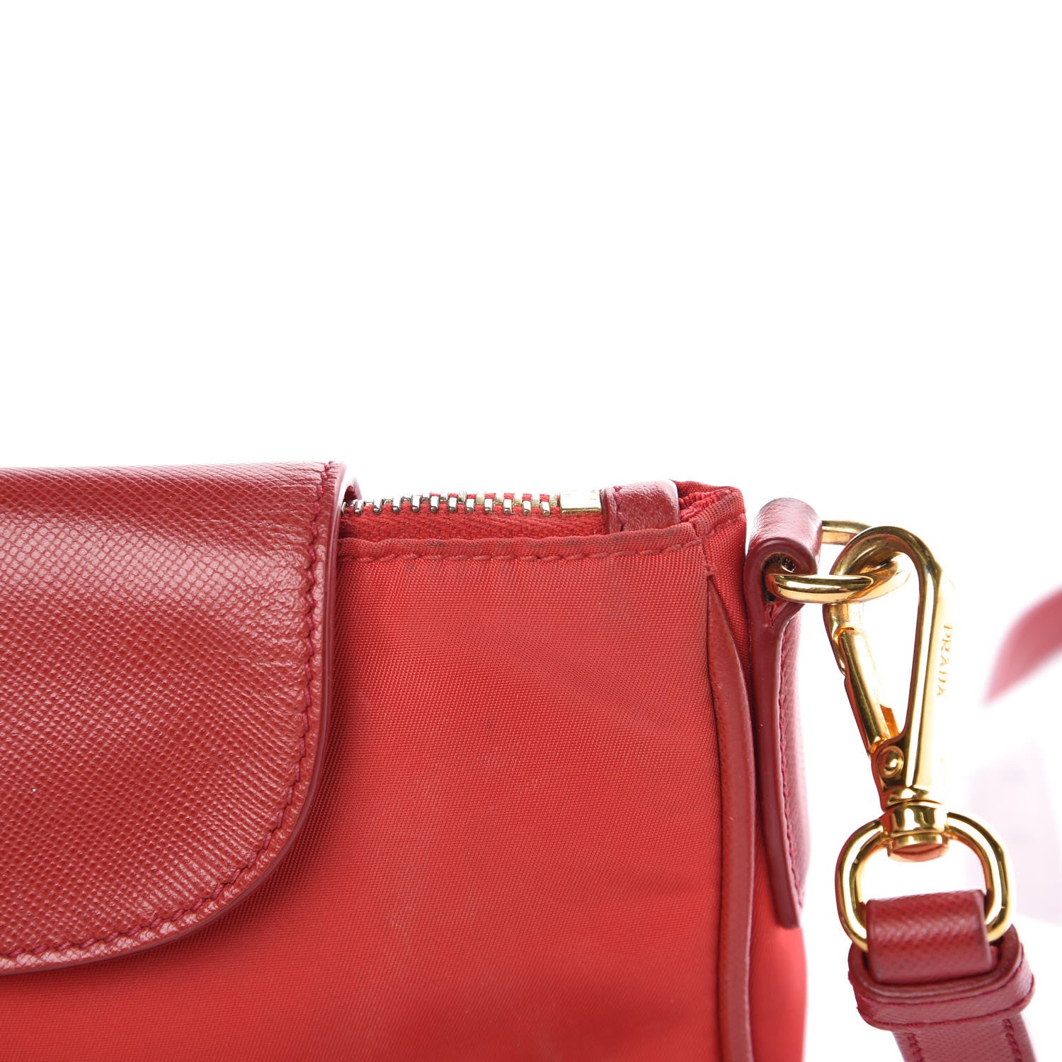 Prada Tessuto Nylon Saffiano Crossbody Bag Rosso 17 of 17