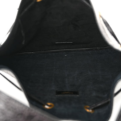 Saint Laurent Calfskin Crocodile Embossed Paris VII Large Flat Hobo Black 6 of 11