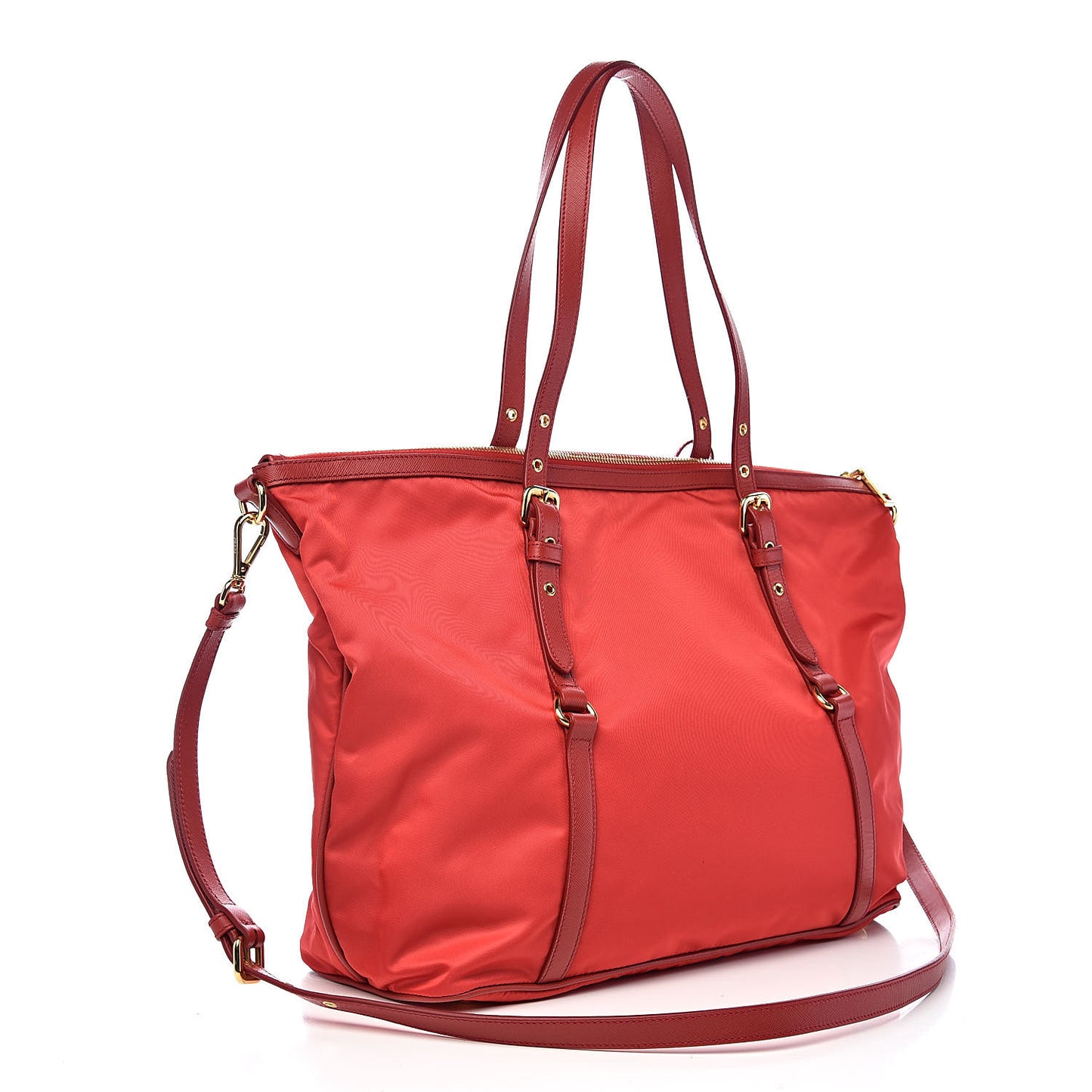 Tessuto Nylon Saffiano Tote Rosso