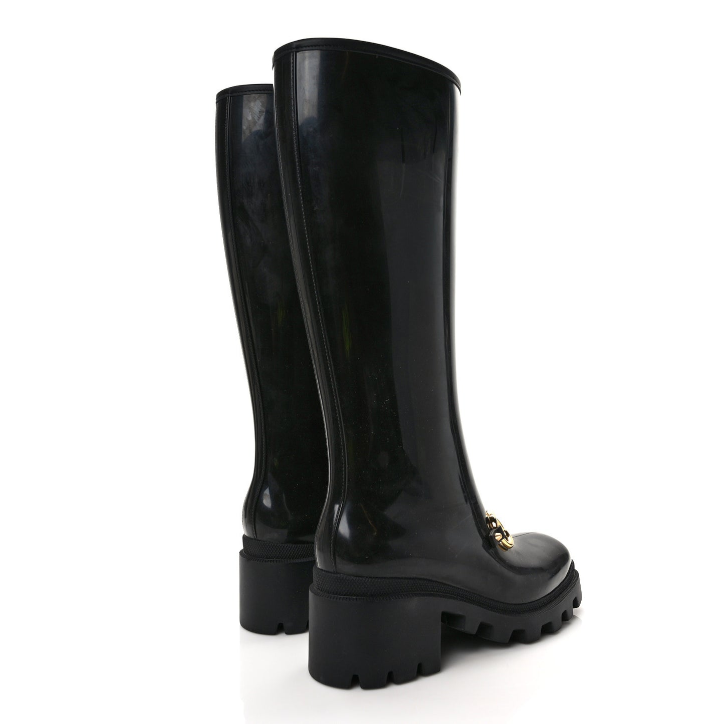 Rubber Horsebit Knee High Boots 40 Black