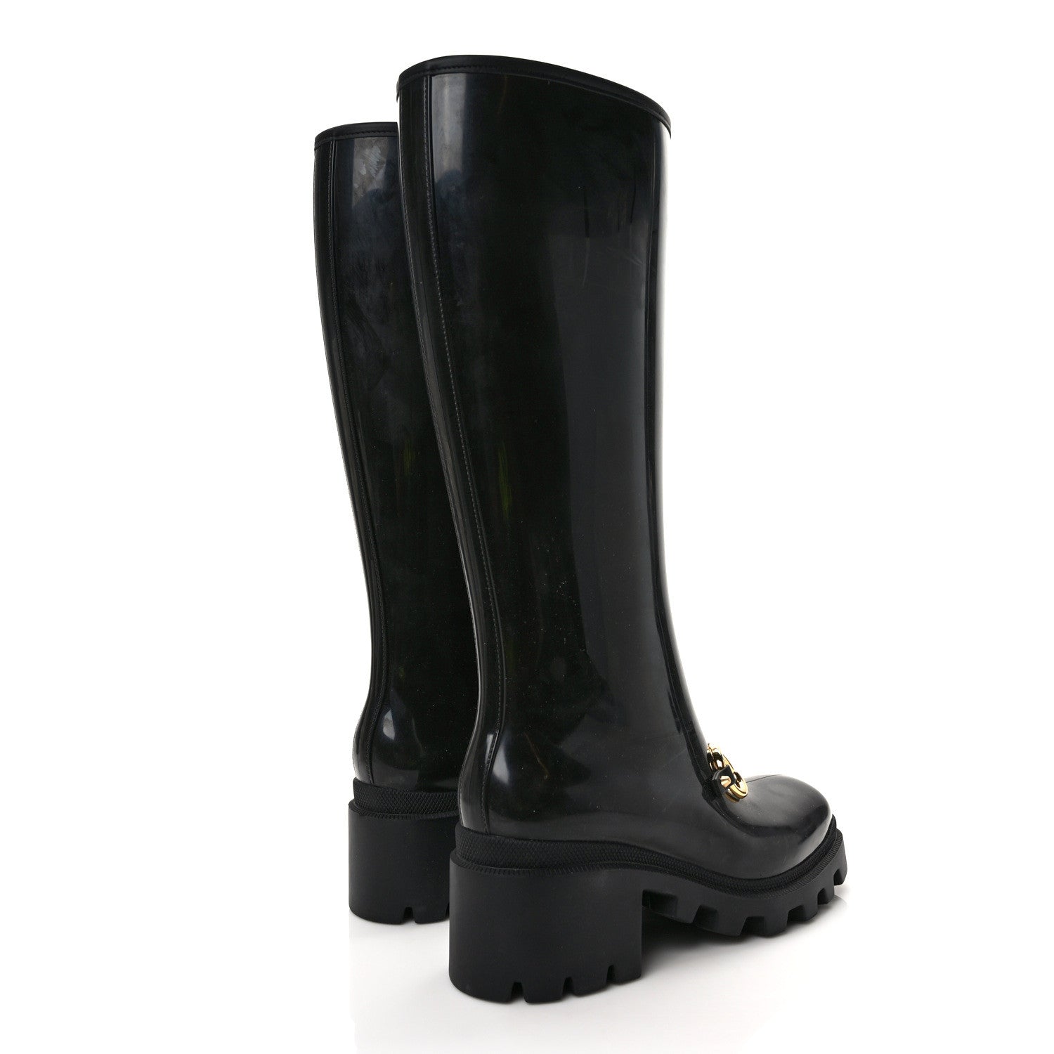 Gucci Rubber Horsebit Knee High Boots 40 Black 4 of 6