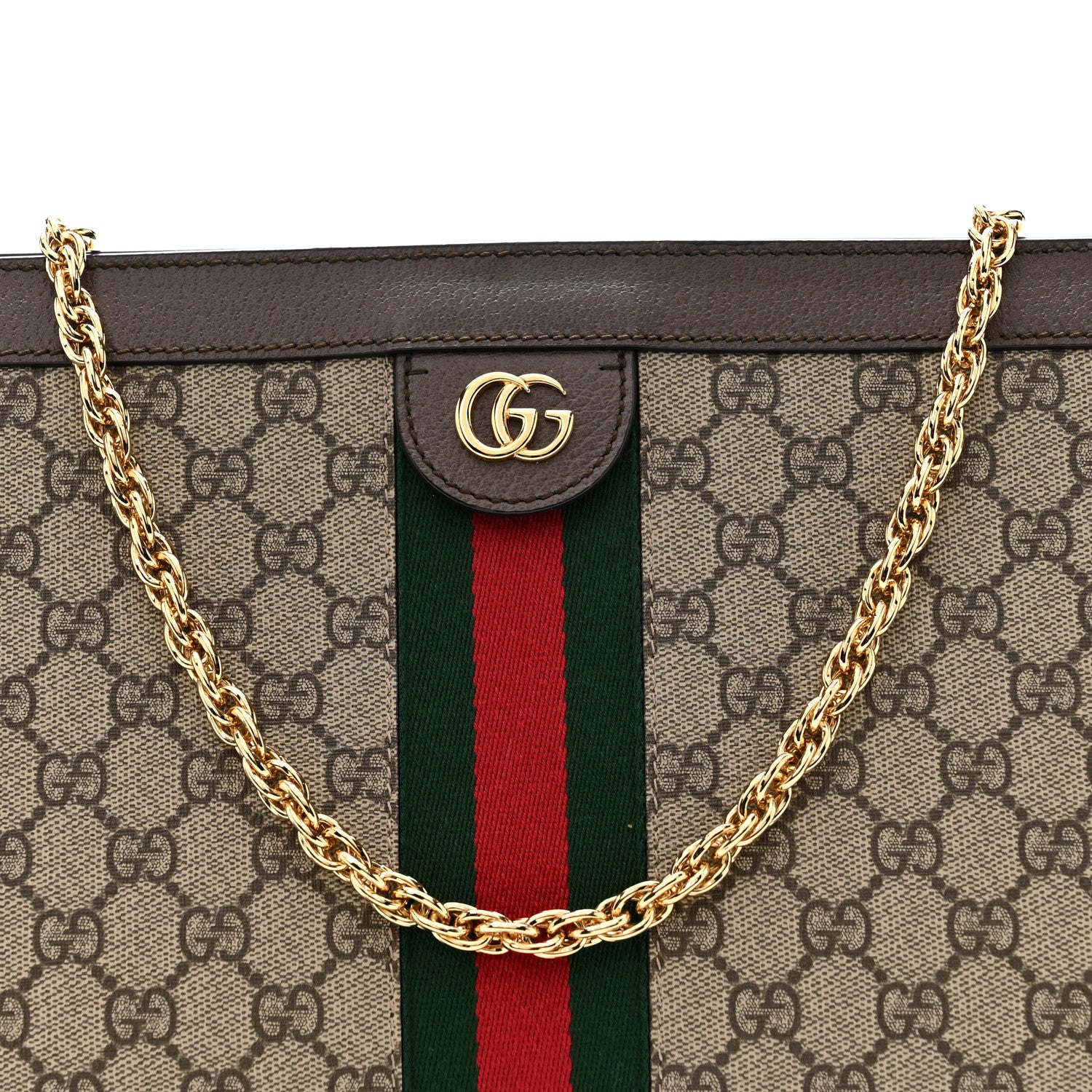 Gucci GG Supreme Monogram Web Medium Ophidia Chain Shoulder Bag Brown 8 of 10