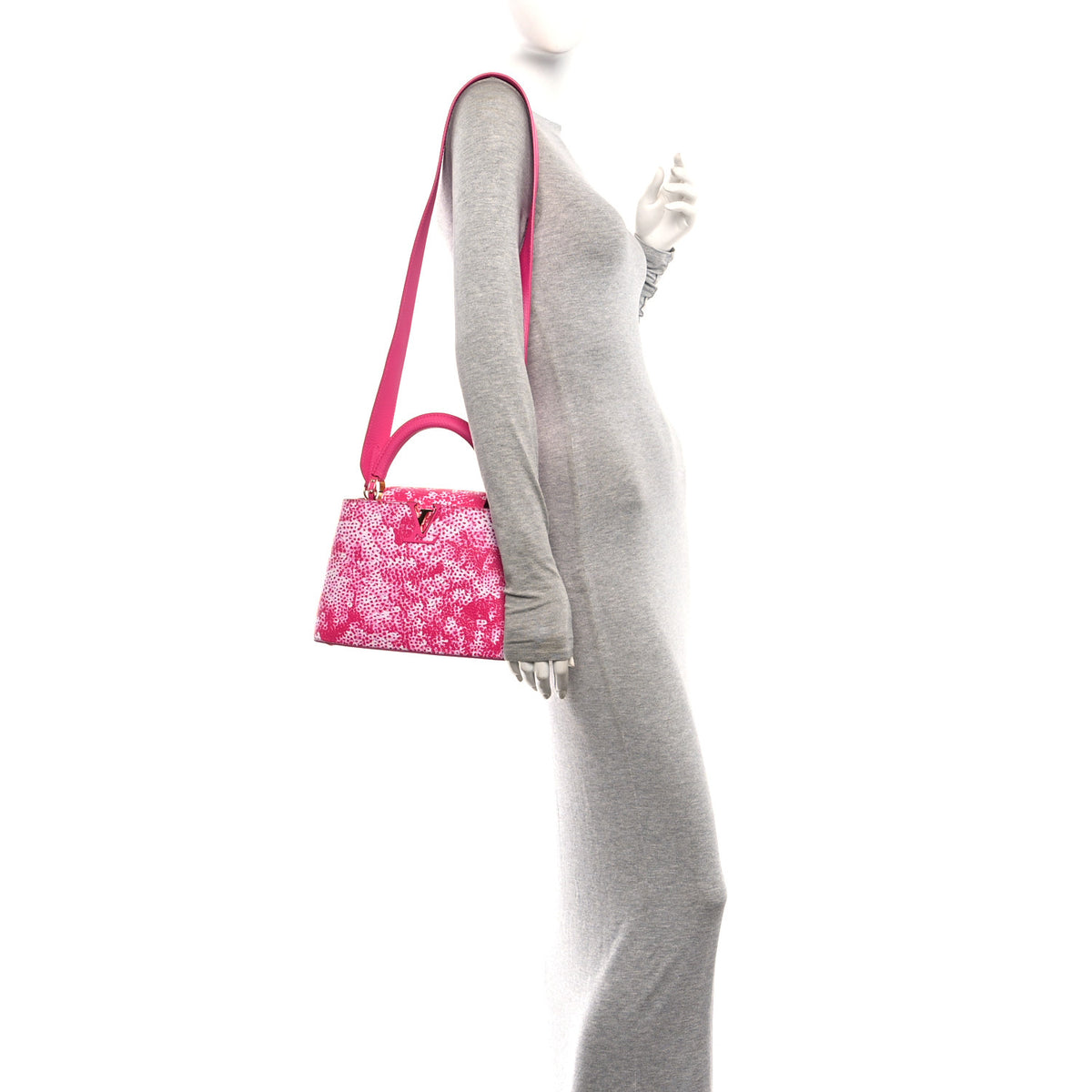 Louis Vuitton LV X YK Taurillon Infinity Net Capucines BB Fuchsia 3 of 9
