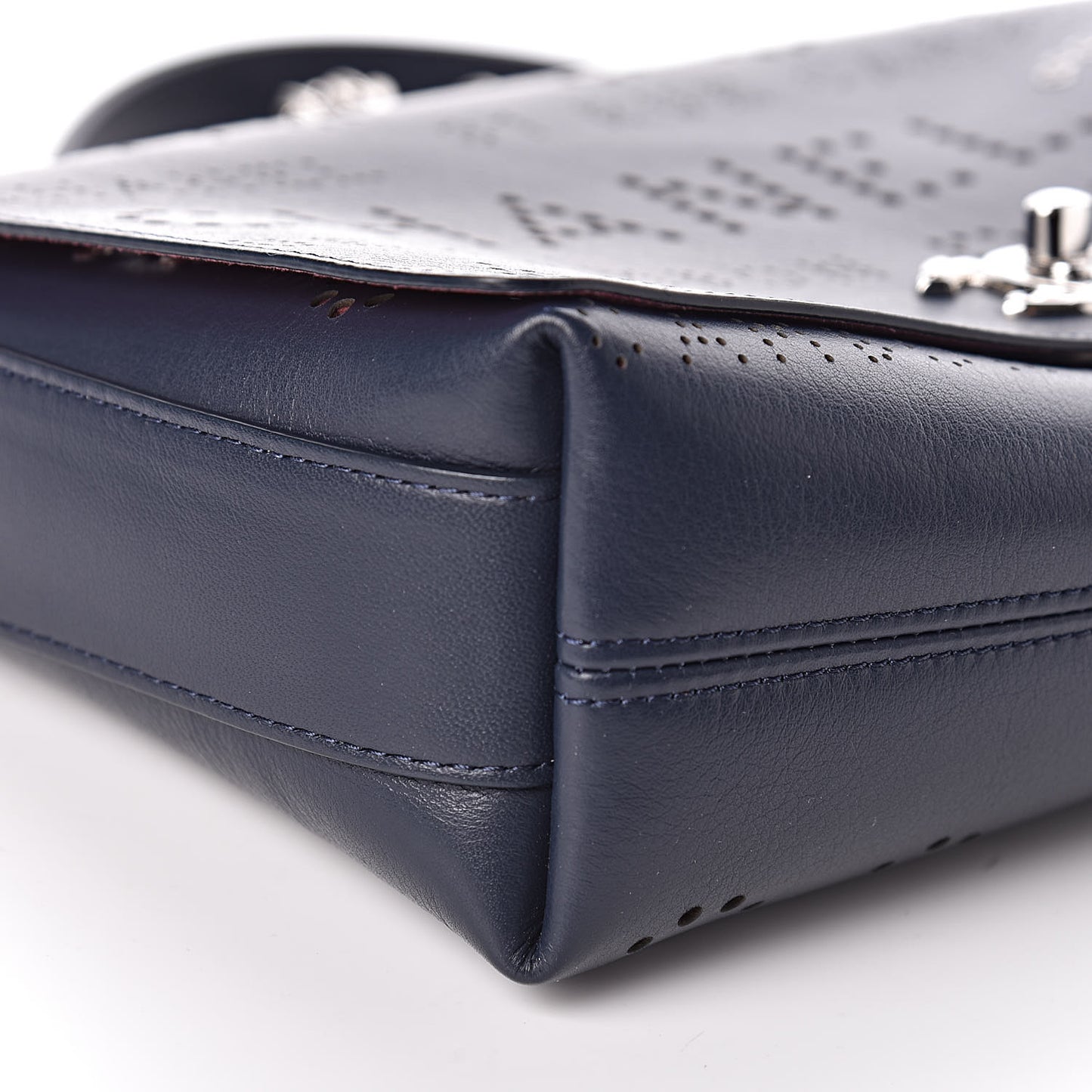 Calfskin Tweed Eyelet Flap Bag Navy