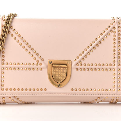 Christian Dior Calfskin Studded Diorama Croisiere Chain Wallet Nude 10 of 11