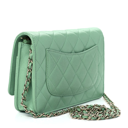 Chanel Caviar Quilted Wallet On Chain WOC Light Green 2 of 11