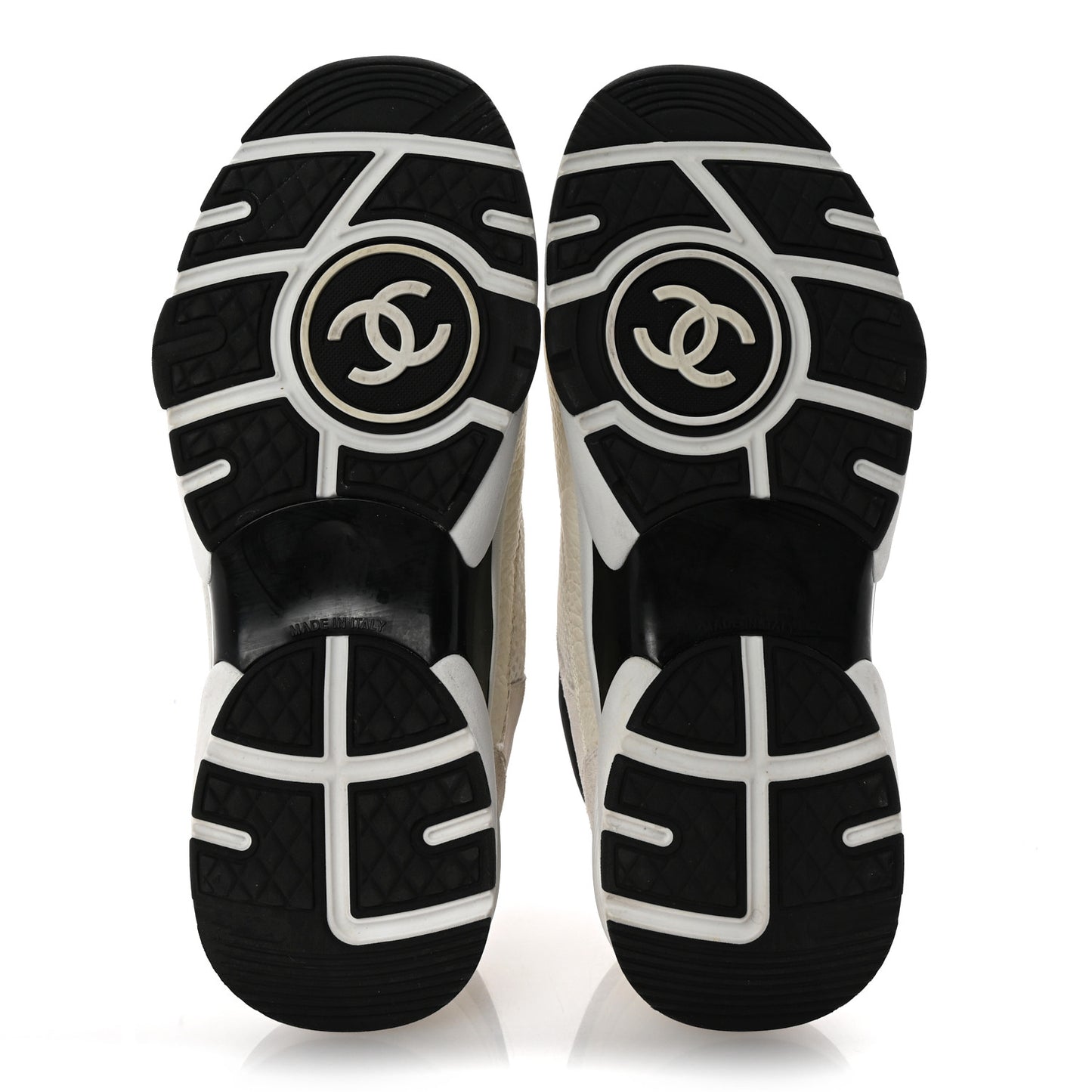 Mesh Suede Calfskin Grained Calfskin Womens CC Sneakers 35.5 White Black