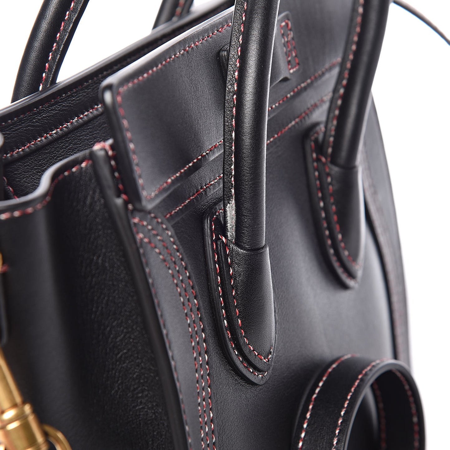 Smooth Calfskin Multicolor Stitch Nano Luggage Black