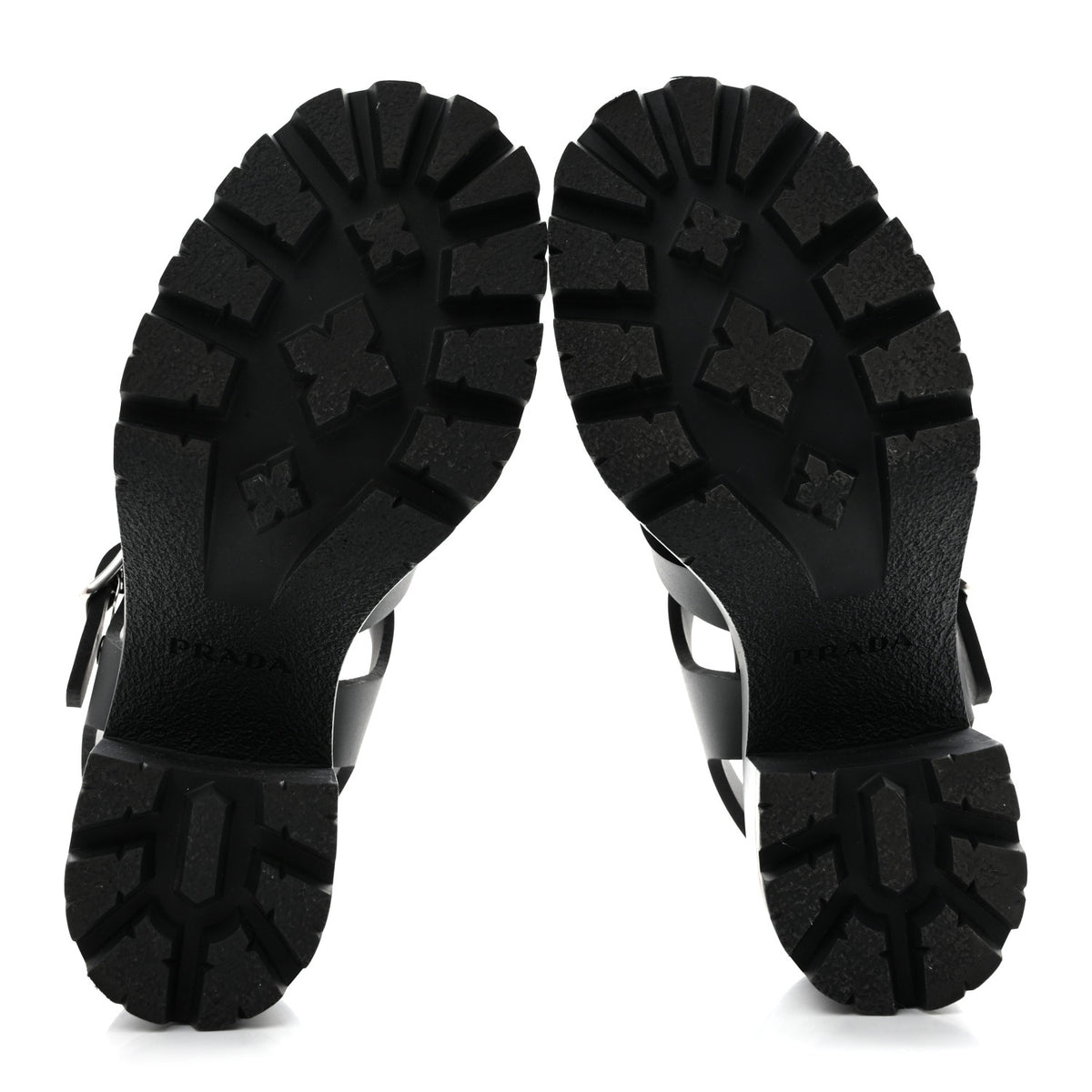Prada Foam Rubber Triangle Logo Monolith 55mm Cage Sandals 37 Black 6 of 11